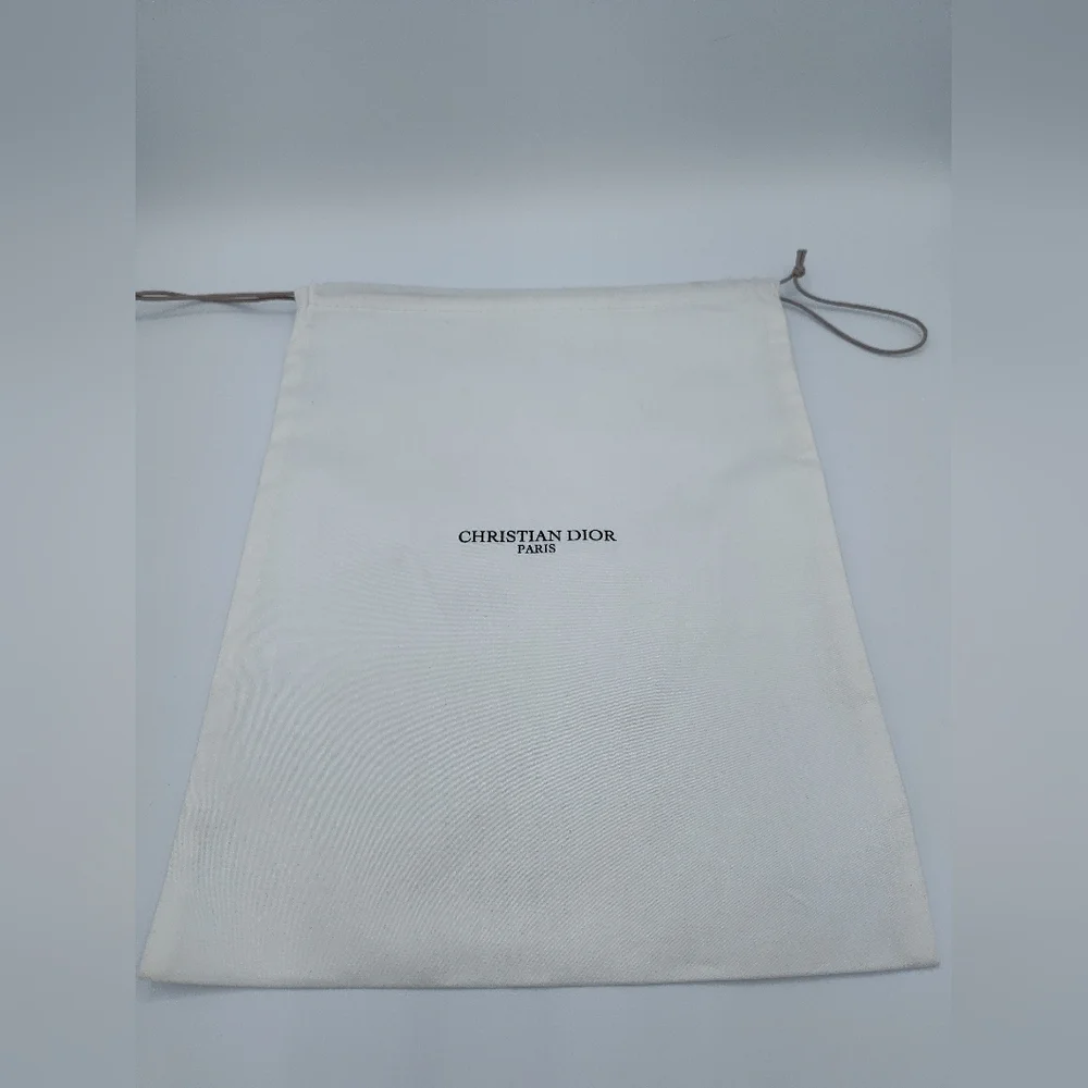 Christian Dior White Canvas Dust Bag 11.5x9 Cord Drawstring NWOT AUTHENTIC